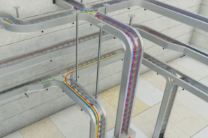 Render de bandejas de aluminio instaladas