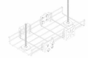 Dibujo de bandeja flex con sus soportes y acoples