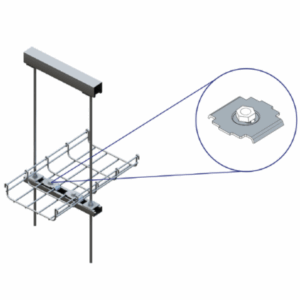 Bandeja tipo malla con zoom en grapa de sujecion