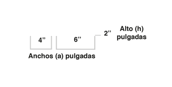 Grafico de dimensiones de ducto de aluminio