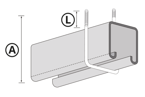 Dibujo de perno en tipo u para canal