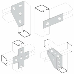 Platina de conexion en l cruz y recta reforzada